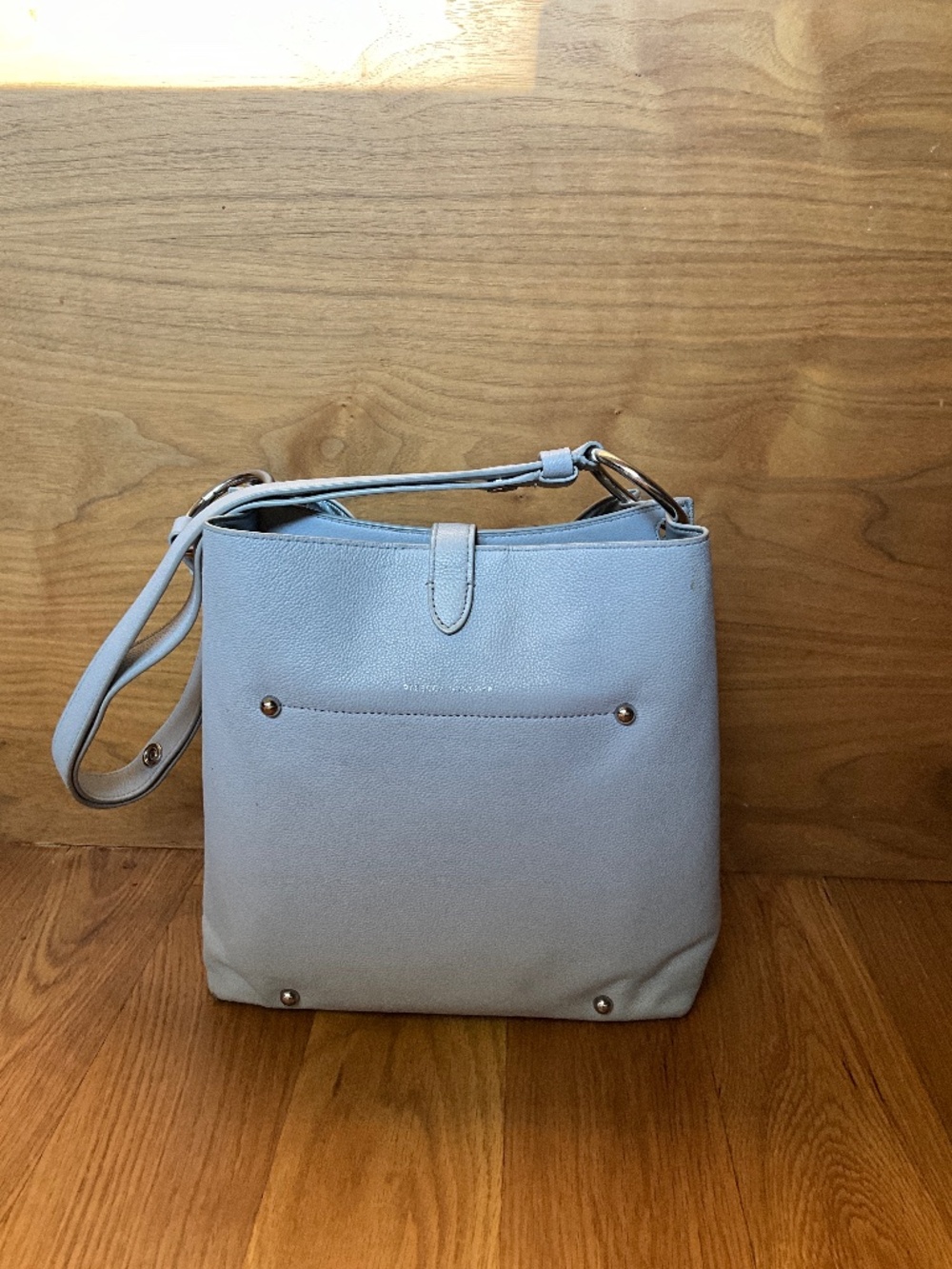 Rebecca Minkoff Utility Convertible Bucket Bag - Pale Gray Pebbled Leather